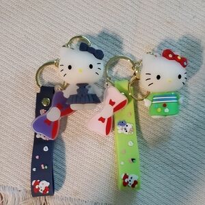 Hello Kitty Keychain Trio - Navy, Lime, White